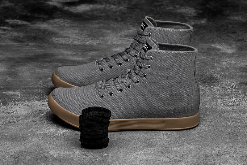 Dark / Grey Nobull High-Top Gum Canvas Men's Trainers | CA H1412A